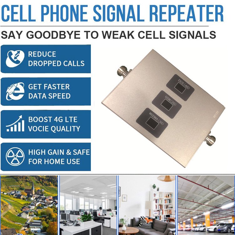 Indoor 200-500m2 Tri-band Booster B20/800MHz + B3/1800MHz +B7/2600MHz Network 2G 3G 4G Signal Repeater Booster for Cell Phones